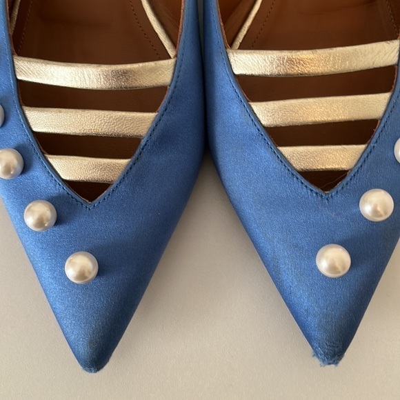 Malone Souliers Zelda Faux-pearl Embellished Satin Loafers Size 37 - Picture 8 of 12